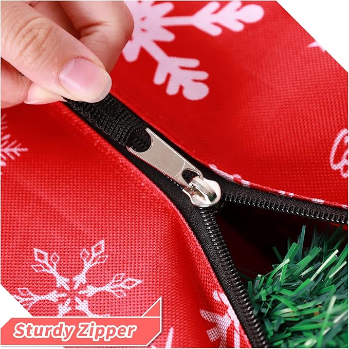 Christmas Tree Storage Bag 9 ft, 600D Oxford Tear-proof Xmas Tree Bag, Fits Up to 9 Foot Artificial Trees, Reinforced Handles & Zippered & Durable, Holiday Decoration Storage Bags, Red