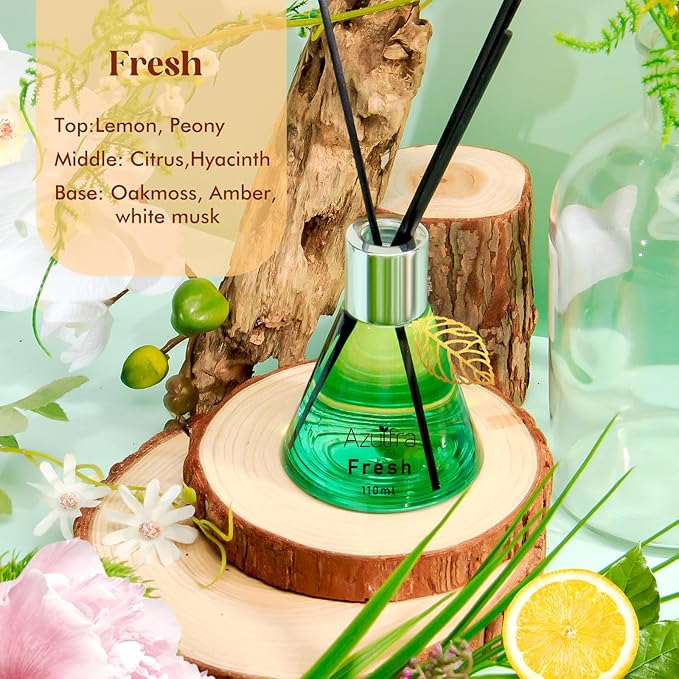 Reed Diffuser Set, Fresh Scented Diffuser for Home, Home Fragrance Scent Essential Oil Stick Diffuser for Room Shelf Decor, 3.4 oz