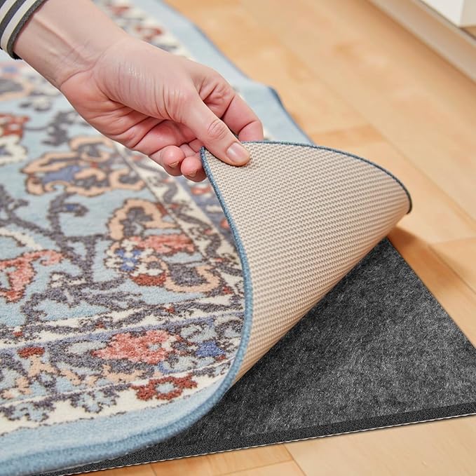 Waterproof Rug Pad, Thick 4x6 Ft Under Area Rug Carpet Pad, Non Slip Rug Pads for All Floors and Hardwood Floors Finishes, Keep Carpets in Place Soft and Prevent Rug from Wrinkling or Buckling
