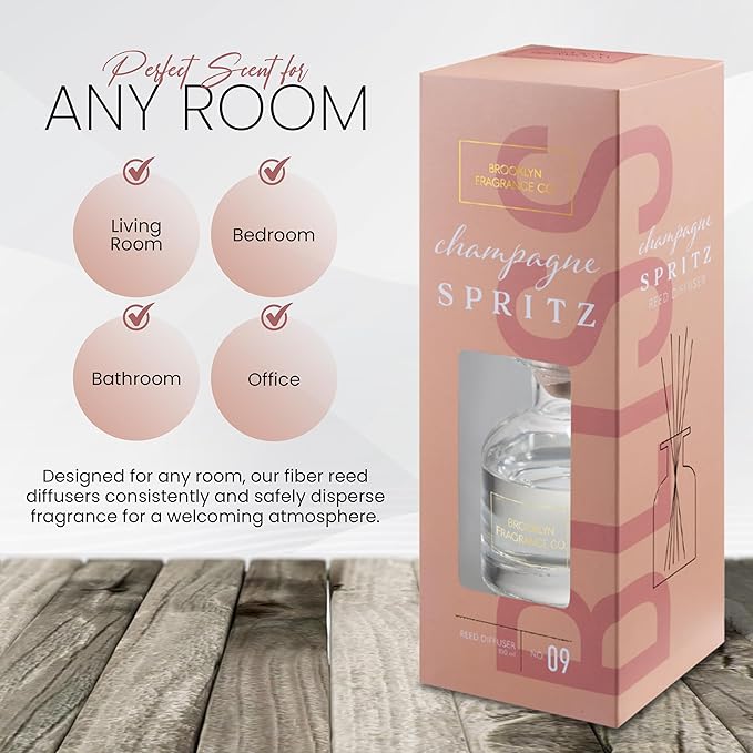 Brooklyn Fragrance Co. Scent Aroma Diffuser - Long Lasting Premium Fragrance – Champagne Spritz Air Freshener for Home- Fragrance Diffuser for a Large Room - 100ML