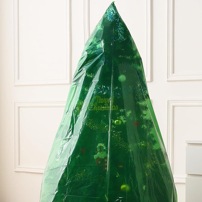 Jumbo Christmas Tree Removal Bag, Green Extra Large 6ft Width x 9ft Tall Christmas Tree Disposal Bag Waterproof for Upright Storage