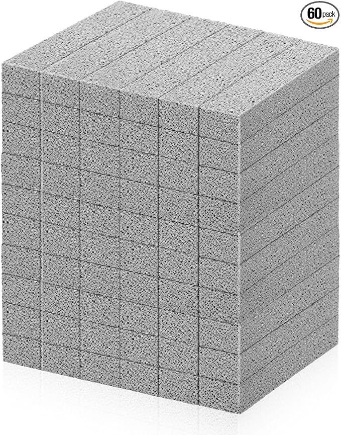 AOKLIT 60 Pcs Pumice Stone for Toilet Cleaning Bowl, Pumice Scouring Stick Pad Hard Water Stain Remover,Cleaning Stones for Toilet, Stove, Oven, Bathroom, Grill, Kitchen, Sinks