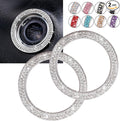 ToBeQueen Car Bling Ring Crystal Car Stickers Rings Womens Car Decals,2Pcs Push Start Button Bling Ignition Ring Sticker,Bling Car Interior Accessory for Women,Silver