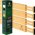 ROYAL CRAFT WOOD Adjustable Bamboo Drawer Dividers Organizers (17-22") - Expandable Drawer Organization Separators for Kitchen Utensils, Clothes, 4-Pack