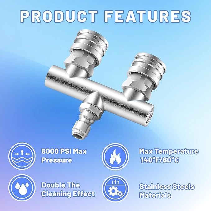 Dual Pressure Washer Tips, 2-in-1 Pressure Washer Nozzle Tips, Pressure Wash Dual Nozzle with 4PCS Power Washer Spray Nozzles (0 Degree Red & 40 Degree White), 1/4 Inch Quick Connect, 5000 PSI
