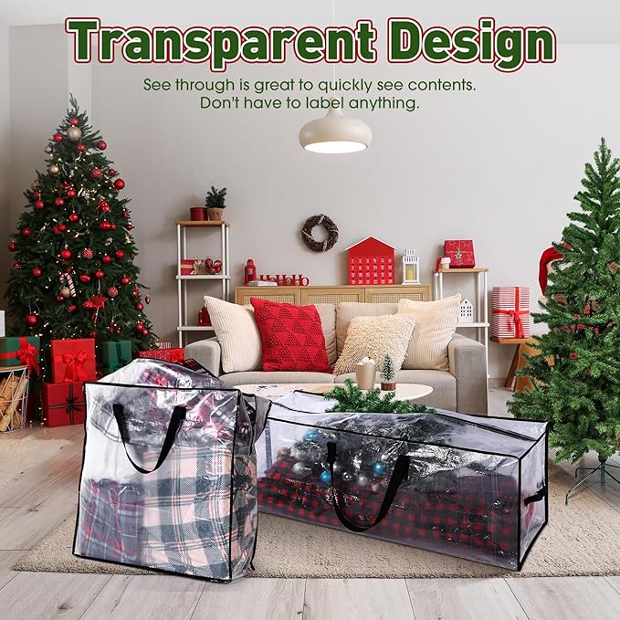 5 Pack Christmas Storage Bags, 7.5 Ft Christmas Tree Large Bag and 25" Garland Wreath Containers Packing Tote Moving Bags with Handle Zipper for Artificial Xmas Tree Wreath Garland