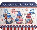 Wnoesat 4th of July Dish Drying Mats for Kitchen Counter 18x24 In Memorial Independence Day Patriotic Gnome Stars Microfiber Drying Mat Fourth of July USA Super Absorbent Dish Rack Mat Drying Pad