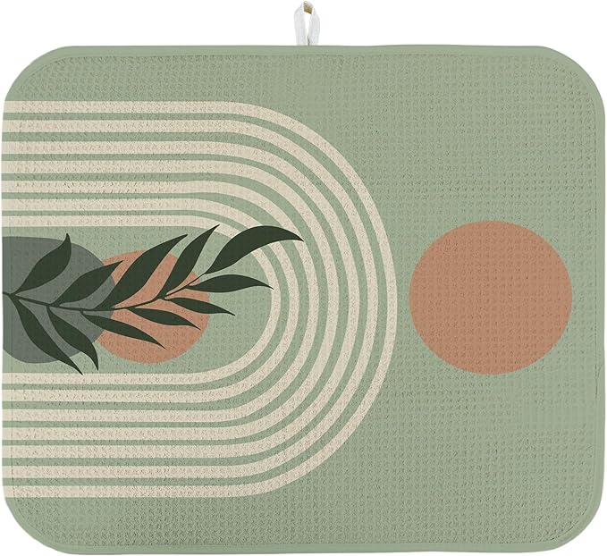 Quick Absorbent Kitchen Drying Mat - Stylish Patterns Dish Drying Mat- 16×18 Inch & 18×24 Inch Kitchen Drainer Mat for Countertops, Dishes & Glassware