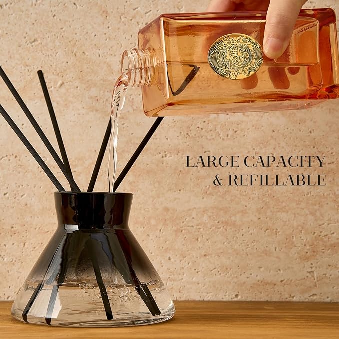 M&SENSE 6.3 oz Large Reed Diffuser Set | Sandalwood Vanilla Scent Oil Diffuser with Sticks | Hotel Collection Non-Toxic Essential Oil |for Bedroom Bathroom Living Room