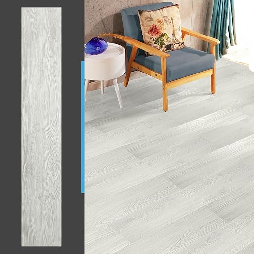 Art3d Peel and Stick Floor Tile Vinyl Wood Plank 36-Pack 54 Sq.Ft, White-ash, Rigid Surface Hard Core Easy DIY Self-Adhesive Flooring