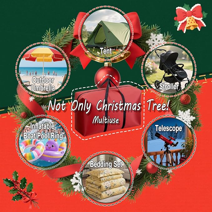 Small Christmas Tree Storage Bag Heavy Duty Christmas Tree Bag for 3FT/4FT/5FT Detachable Christmas Tree 600D Oxford Waterproof Dusty-Proof with 2 Reinforced Handle,Large Zipper Opening