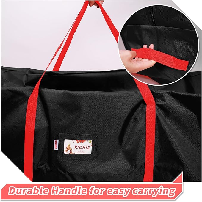 Christmas Tree Storage Bag 7.5 ft, Fits Up to 7 Foot Artificial Trees, 600D Oxford Tear-proof Xmas Tree Bag, Reinforced Handles & Zippered & Durable, Holiday Decoration Storage Bags, Black