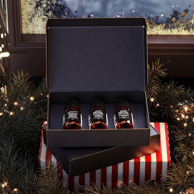 AirScent Christmas Tree Diffuser Oil 3 Pack Gift Set - 10 mL, 0.34 fl oz Fragrance Oil Set - Evergreen Wonderland, Fresh Cut Balsam Fir and Snow Covered Spruce Holiday Pine Scents