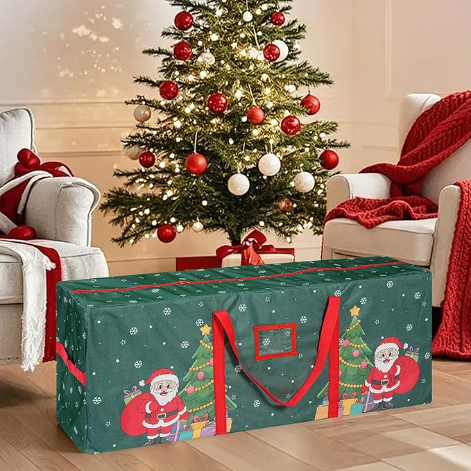 9 Ft Christmas Tree Storage Bag, Waterproof Heavy Duty Oxford, Extra Large Xmas Tree Storage Bag with Handles and Sleek Zipper for Christmas Ornaments Wreath, Green