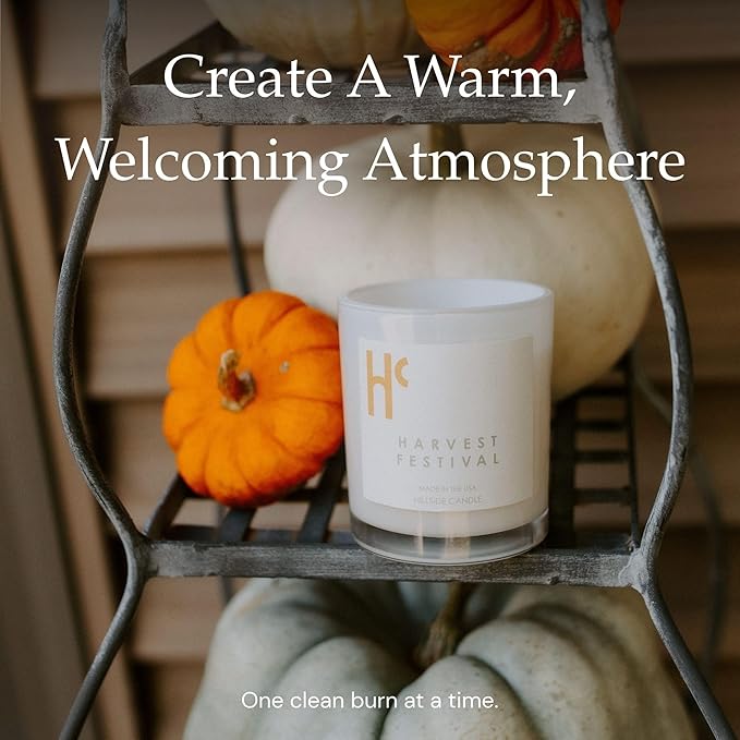 Harvest Festival Fragrance - Single Wick Soy Candles - Up to 60 Hour Burn Time, Cruelty-Free Soy Candle Wax Blend - Pumpkin Fragrance, Notes of Amber & Orange (9 oz)