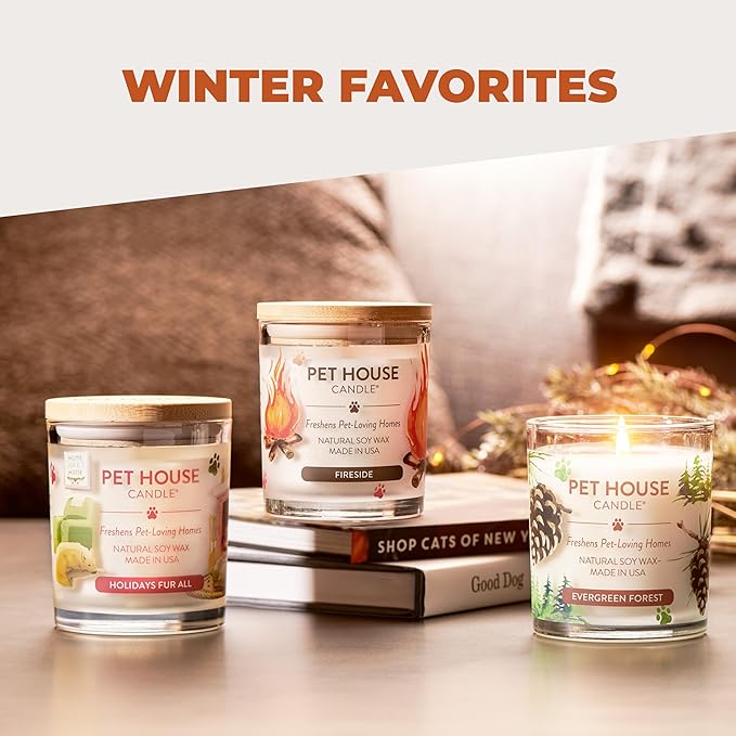 One Fur All Pet House Fall Candles, Long Lasting, Clean Burning, Soy Wax Scented Candles for Pet Odor, Falling Leaves, 2 Pack