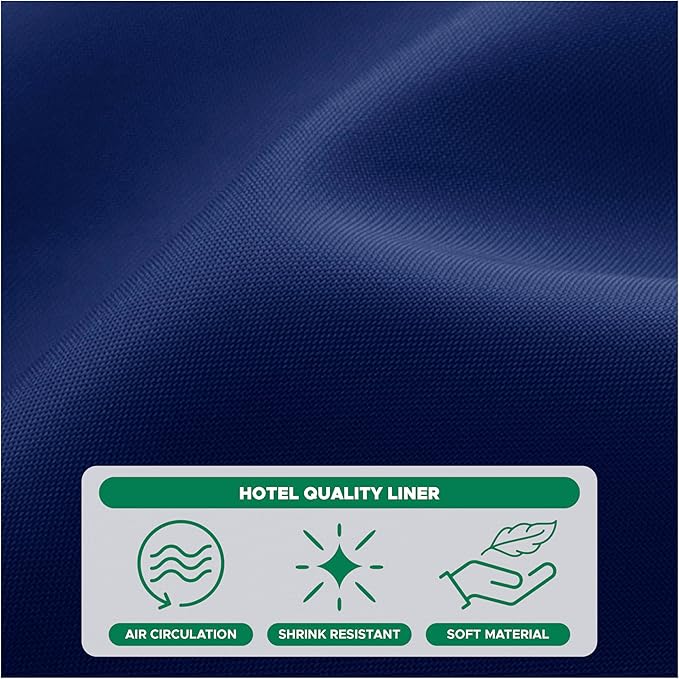 Biscaynebay Hotel Quality Fabric Shower Curtain Liners 72 Inch by 72 Inch, Navy Water Resistant Bathroom Curtains, Rust Resistant Grommets Weighted Bottom Hem Machine Washable