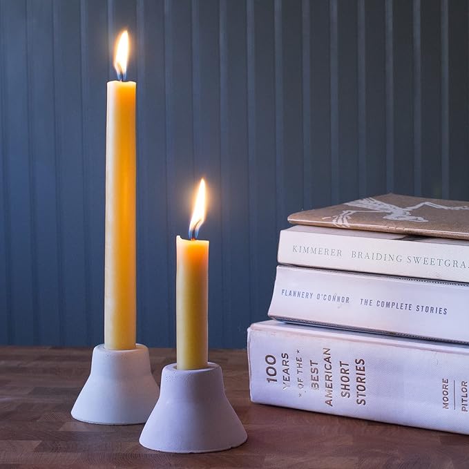 Bluecorn Beeswax Taper Candles, 100% Pure Natural Bees Wax, 10 Inch Pair, Orange Candlesticks, Unscented, Clean Burning & Dripless, Long Lasting, Thanksgiving & Christmas Decor, American Made, 1 Count