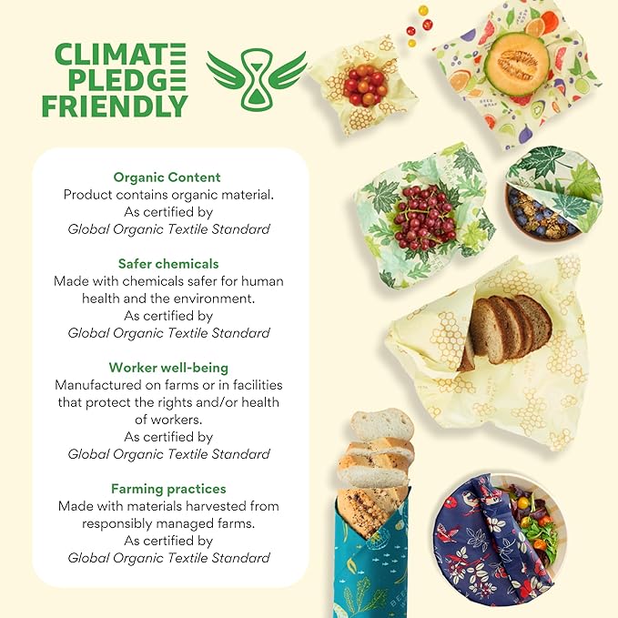 Bee's Wrap Beeswax Wraps for Food - Bread Wrap - Made in USA Reusable Bread Storage Bags - Organic & Eco-Friendly Alternative to Aluminum Foil, Sourdough Bags & Plastic Wrap, Bakery Lane