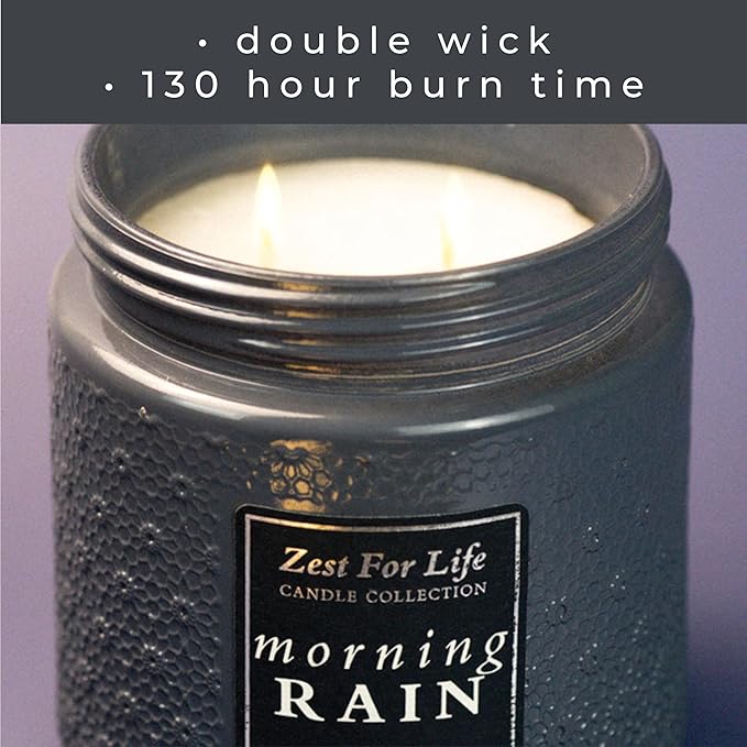 A Cheerful Giver - 28oz Large Scented Candle Jar with Lid- Zest for Life - 130 Hours of Burn Time, Gift for Women (Large, Morning Rain)