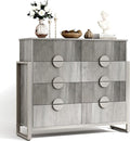Fluted Dresser for Bedroom with 8 Drawers, 50" Wide Chest of Drawers with Raised H Legs and Curved Profile Design, Wood Closet Clothes Storage Organizer for Bedroom, Hallway, Grey