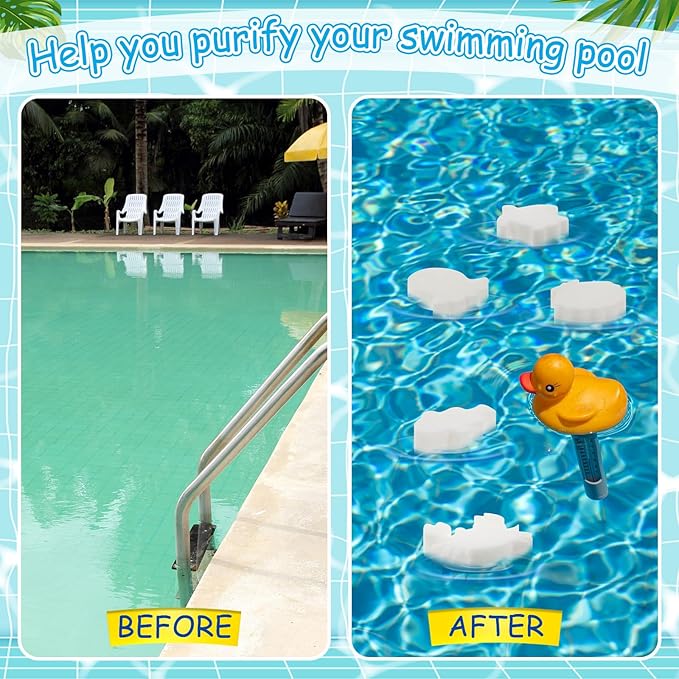 Zhehao 50 Pack 5 Shapes Hot Tub Sponge Absorber Oil Absorbing Sponge Foam Hot Tub Scum Absorber for Swimming Pool Spa Cleaning Accessories(White)