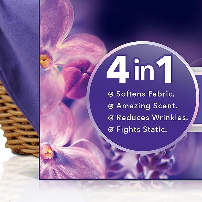 Downy CALM, Mega Dryer Sheets, Laundry Fabric Softener, Lavender and Vanilla Bean, 130 Count