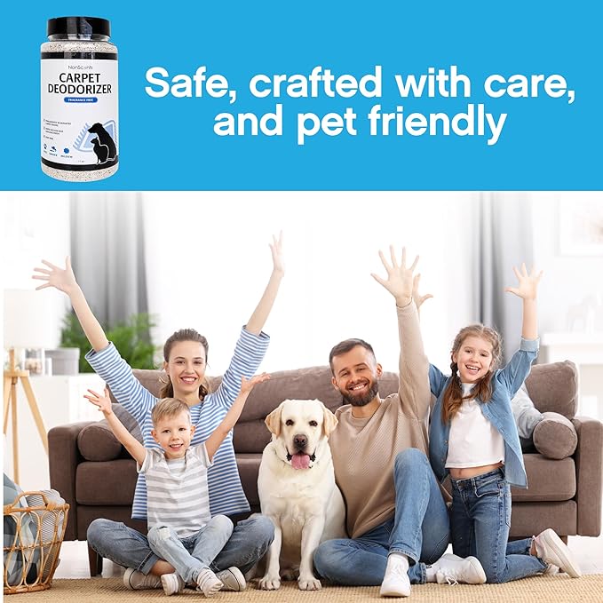 NonScents Carpet & Rug Odor Eliminator - Safe & Fragrance-Free Pet Carpet Deodorizer - Cat and Dog Smell Neutralizer - Removes Pet Urine Odors - Fresh Scent Powder in Pet Areas at Home