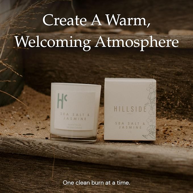 Sea Salt & Jasmine Single Wick Soy Candles, Luxury Scented Candles for Home - Up to 60 Hour Burn Time, Cruelty-Free Soy Wax Blend - Beach Fragrance, Notes of Jasmine & Sea Salt (9 oz)