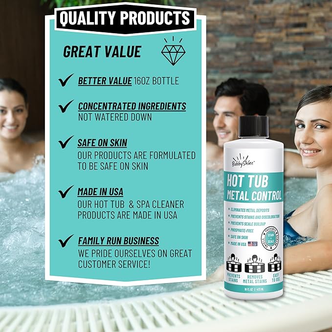 Hot Tub Metal Remover - Spa Metal Gone Hot Tub Cleaner, Metal Out Spa Remover for Hot Tub, Stain and Scale Control Cleaner Chemicals