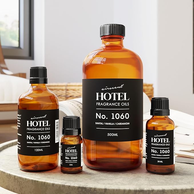 AirScent Fragrance Oil No.1060 - Santal Vanilla Cardamom - Premium Fragrance Oil for Ultrasonic and Waterless Diffusers and Crafting - 120 mL, 4 fl oz Glass Dropper Bottle