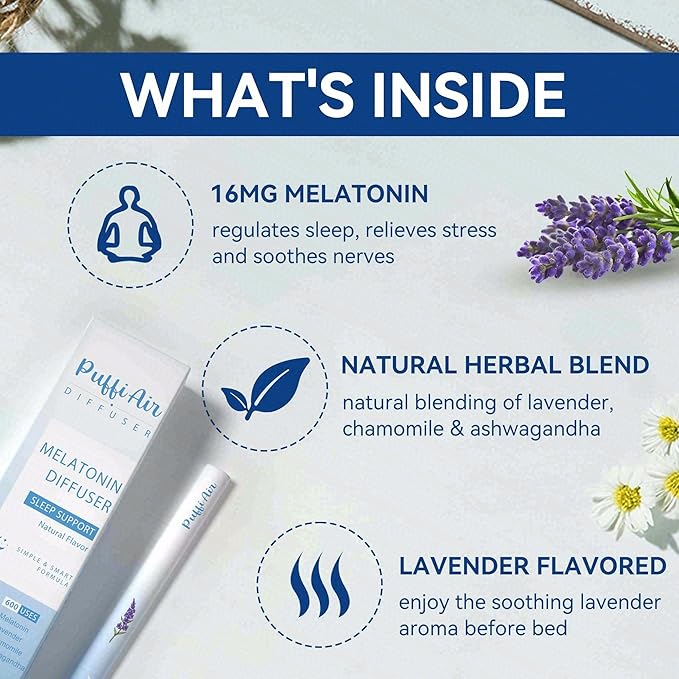 PUFFIAIR Herbal Diffuser Duo with Melatonin, Milk Thistle & More丨Night Renewal Duo for Calm Sleep & Liver Detox Support - 600 Uses Per Stick