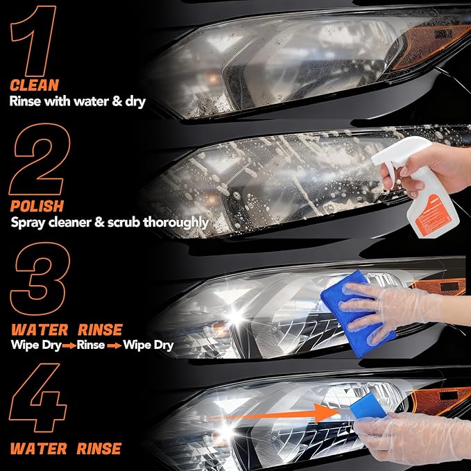 CUKWUYBY Headlight Restoration Kit Headlight Cleaner Head Light Cleaner Removing Yellowing Oxidized with Headlight Cleaner Coating Agent Sponge Towel (Scratches & Damages Cannot be Repaired)