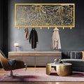 Picasso Guernica Metal Wall Coat Rack, Picasso Guernica Coat Rack Wall Mount, Abstract Hat Rack for Wall, Abstract Metal Wall Mount, Home Storage Hooks (Gold, 19"x48"|48x121cm)