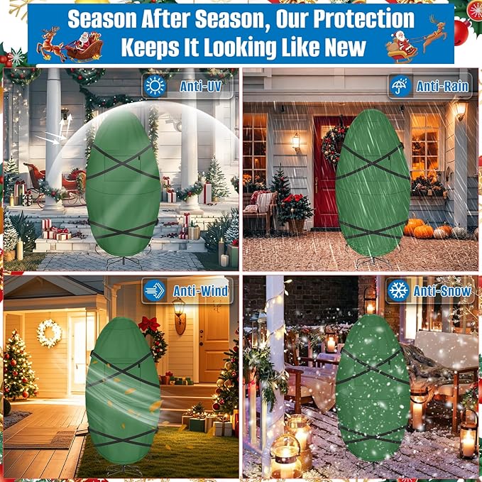 SIRUITON Upright Christmas Tree Storage Bag for 9 ft Tall,Heavy Duty 210D Oxford Fabric Vertical Xmas Storage Bags,Waterproof & Tear-Resistant Christmas Tree Cover with UV Protection