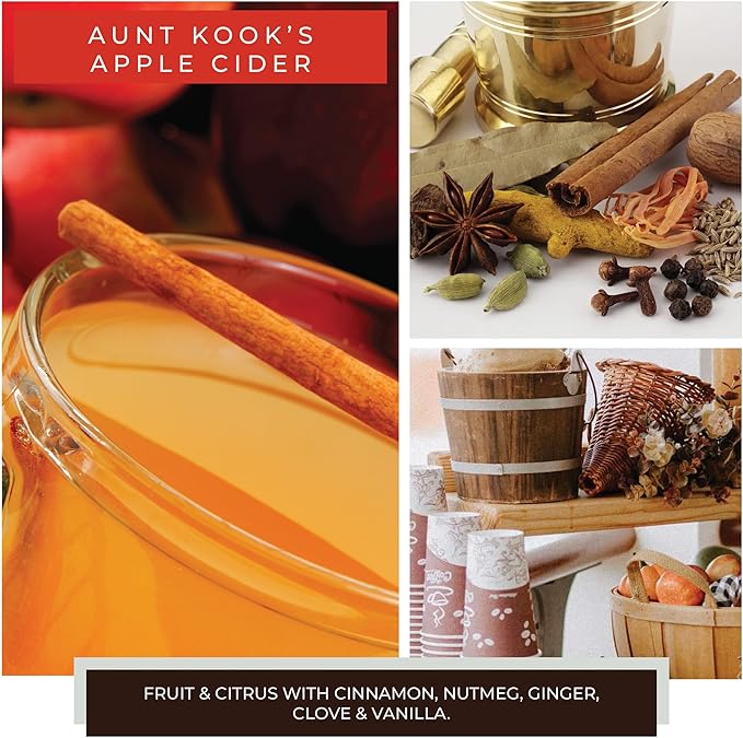 A Cheerful Giver - Aunt Kook's Apple Cider Mama Scented Glass Jar Candle (22oz) with Lid & True to Life Fragrance Made in USA