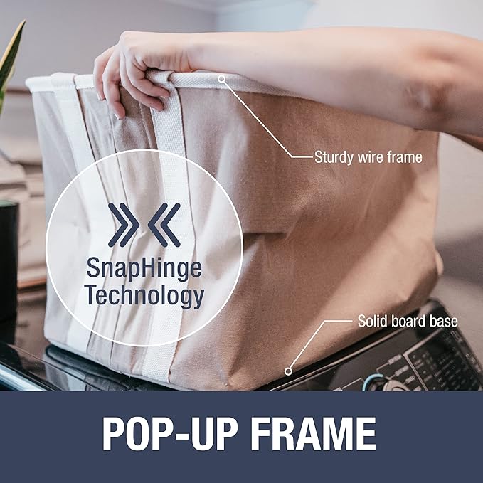 CleverMade Collapsible Laundry Basket Hamper - LUXE Mocha 2-Pack 60L - Space Saving Storage Organizer with Handles Foldable Home Organization