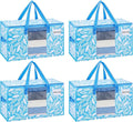 VENO 4 Pack Moving Bags, Storage Bins with lids, Packing Supplies for College, Alternative to Moving Boxes, Foldable, Heavy-Duty Tote (Spring Breeze, 4 Pack)
