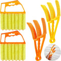 Romooa 4 Pcs Window Venetian Blind Cleaner Duster Tool 7 Finger Blind Rush and Shutter Cleaner Brush Hand-held Window Shutter Air Conditioner Duster for Dirt(Yellow, Orange)