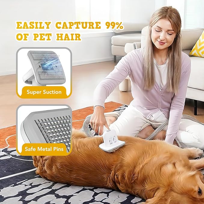 EVEAGE Dog Grooming Vacuum, 13000Pa Strong Grooming, 1.5L Large Capacity Dust Cup, Low Noise Pet Hair Vacuum, 7 Grooming Tools & 6 Nozzles for Cat & Dog Hair