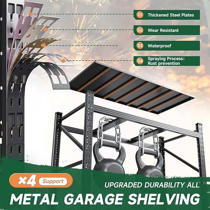 Letaya 68" W Storage Shelves Heavy Duty, 7000LBS Garage Shelving Units, 4 Tier Adjustable Utility Rack Shelf,Large Metal Industrial Shelves,for Shop,Warehouse,Basement (68" W x 24" D x 64" H)