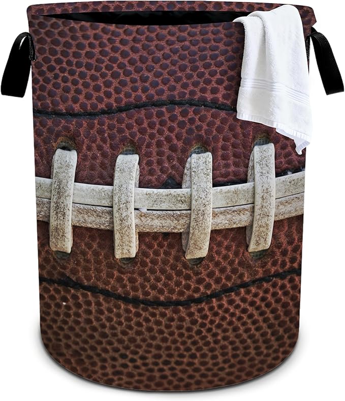 Football Laundry Basket Storage Bin Foldable Laundry Hamper Clothes Storage Bucket Organizer 19.6x15.7 Inch For Laundry Room/Bedroom/Bathroom