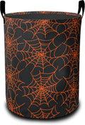 Halloween Spider Web Laundry Hamper Large Canvas Fabric Lightweight Storage Basket/Dirty Clothes Collapsible Waterproof for College Dorms, Boys and Girls Bedroom,Bathroom