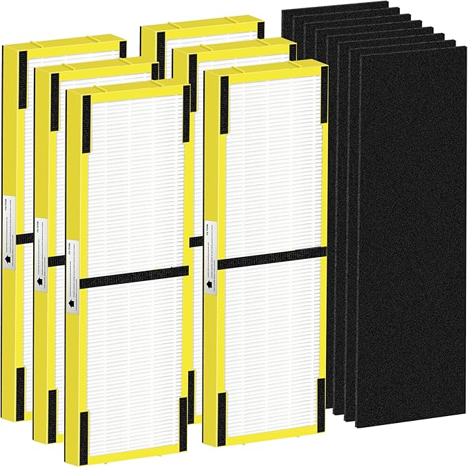 Pulluty FLT4825 HEPA Filter B Replacement Compatible with G-Guardian Air Purifiers AC4825 AC4825E AC4825W AC4300 AC4800 AC4900 AC4850,6 H13 True HEPA Filters+8 Carbon Pre-Filters