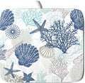 Summer Navy Blue Dish Drying Mat for Kitchen Counter 16×18 Inch Coral Drainer Pad Washable Starfish Dish Rack Pad Drainer Mat Beach Absorbent Reversible Microfiber Dish Drying Pad for Coffee Bar