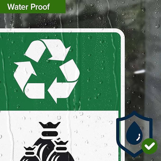 Bagged Trash Only Please Recycle Use The Proper Container Sign, 10x7 Inches, 4 Mil Vinyl Decal Stickers Weather Resistant, Made in USA by My Sign Center