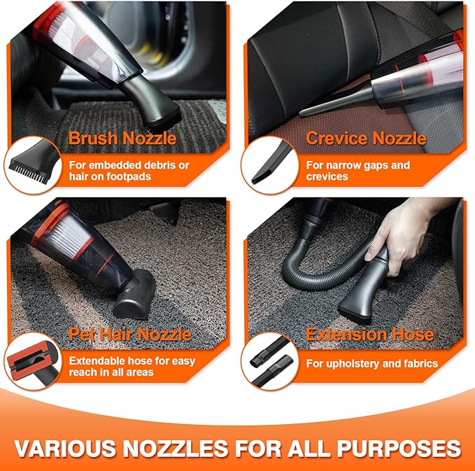 Car Cleaning Kit 19Pcs, Car Interior Detailing Kit with 12000PA High Power Handheld 12V Corded Vacuum, Detailing Brush Set, Cleaning Gel, Complete Car Wash Kit with Storage Bag for Men & Women