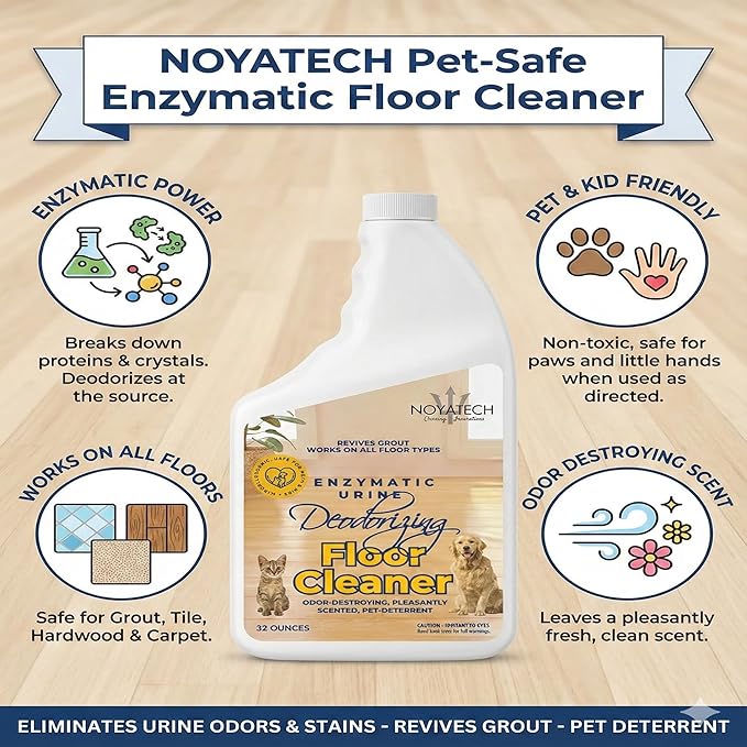 NOYATECH Pet Floor Cleaner – Enzyme-Powered Degreaser for Urine, Odor & Grime | Safe for Tile, Vinyl, Grout & Hardwood | Residue-Free & Pet Safe