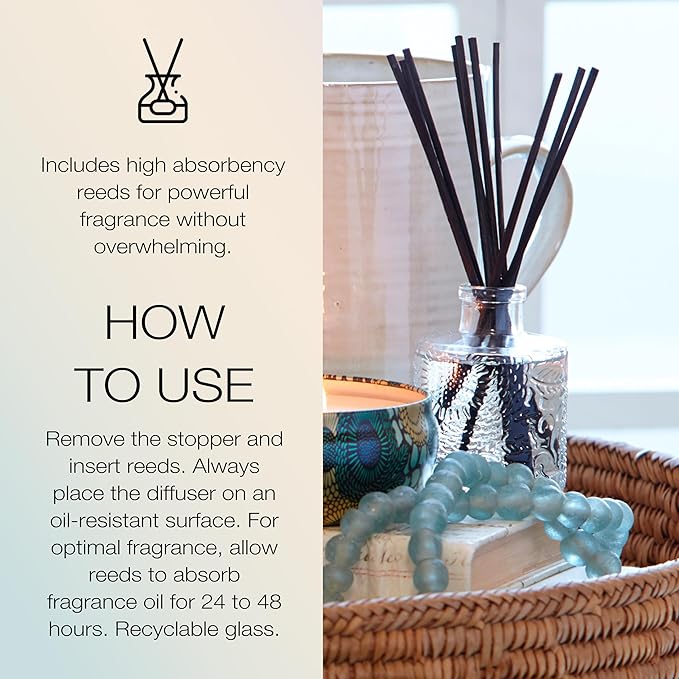 Voluspa French Cade Lavender Scented Reed Diffuser, 3.4 oz, Luxury Woody Lavender Diffuser, Oil Reed Diffusers for Home, Handcrafted in The USA