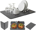 2-Panel Large Foldable Stone Drying Mat 24"x16" – Diatomaceous Earth Stone Dish Drying Mat, Ultra-Absorbent Stone Drying Mat for Kitchen, Collapsible Quick-Dry Countertop Protector for your Dishes